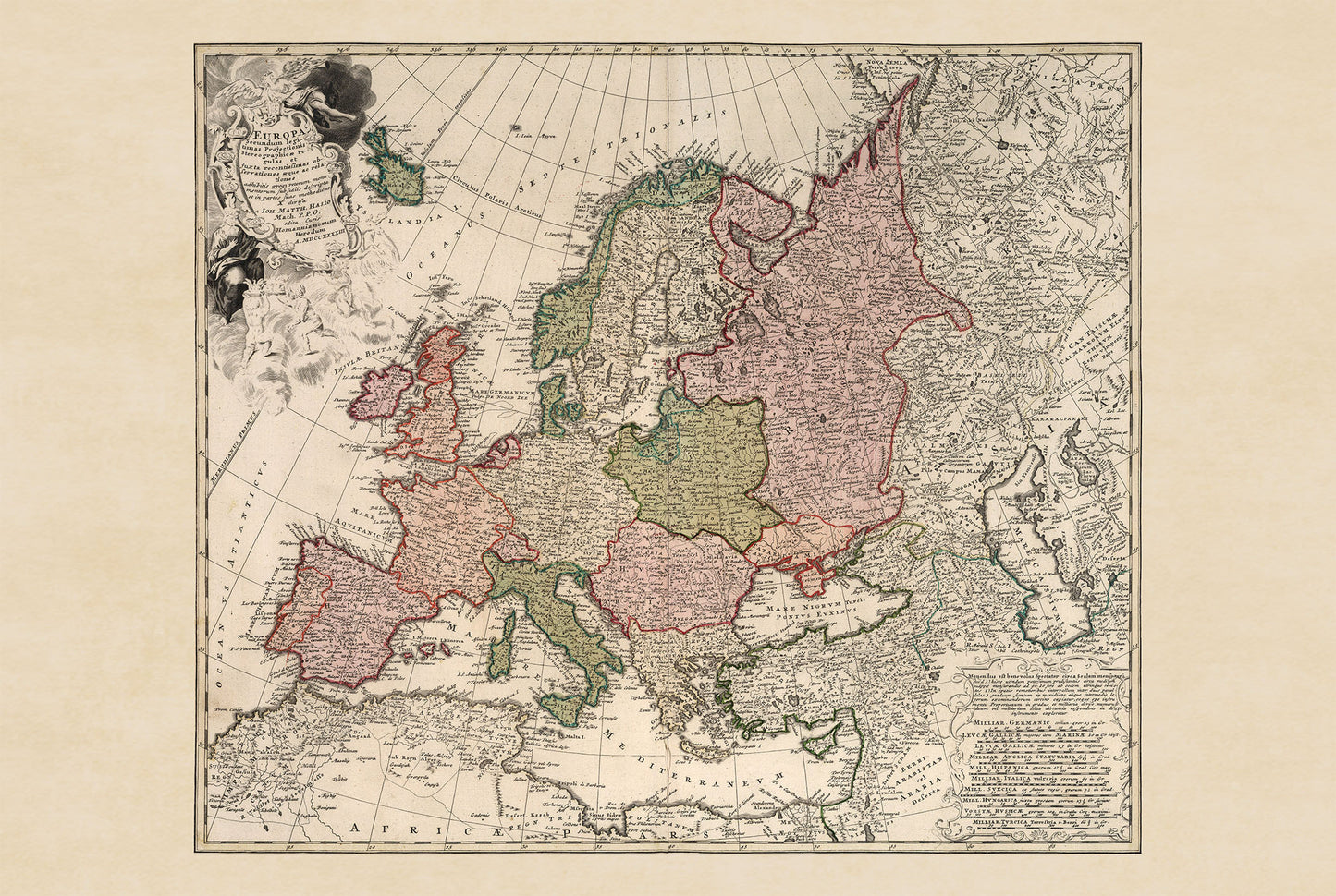Europa in 1743 - Historische Muurkaart uit de Oostenrijkse Successieoorlog