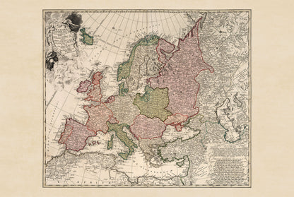 Europa in 1743 - Historische Muurkaart uit de Oostenrijkse Successieoorlog