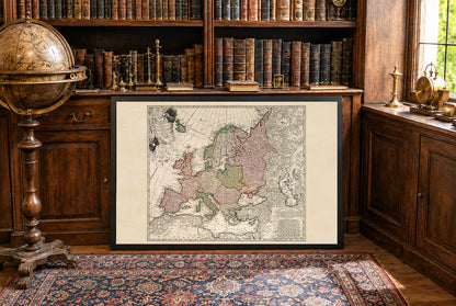 Europa in 1743 - Historische Muurkaart uit de Oostenrijkse Successieoorlog