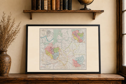 Polska Dzielnicowa ok. 1250 - Rozbicie Dzielnicowe - Władysław Semkowicz 1932 - Plakat z Mapą