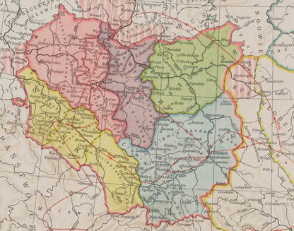 Polska Dzielnicowa ok. 1250 - Rozbicie Dzielnicowe - Władysław Semkowicz 1932 - Plakat z Mapą