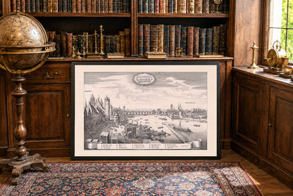 Frankfurt City Map Poster (1646) - Vintage Stone Bridge Engraving Wall Art