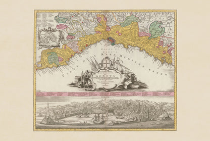Genua Stadskaart Poster (1777) - Vintage Panorama & Historisch Italië Muurkunst