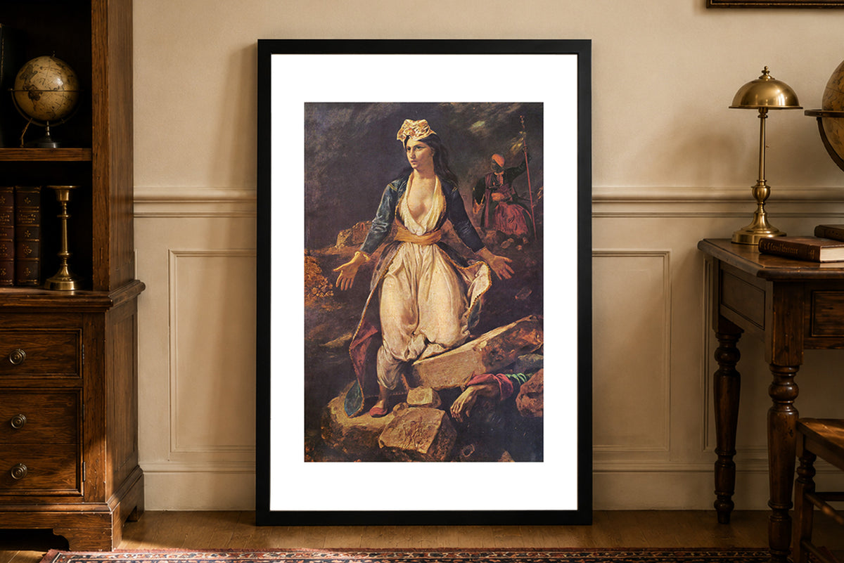 Grecja na Ruinach Missolungi 1826 - Eugène Delacroix - Wojna o Niepodległość Grecji - Historyczny Plakat z Obrazem