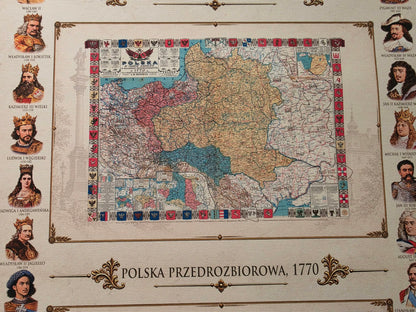History of Poland Collection - 3 Historical Maps & Polish Rulers - Map Poster
