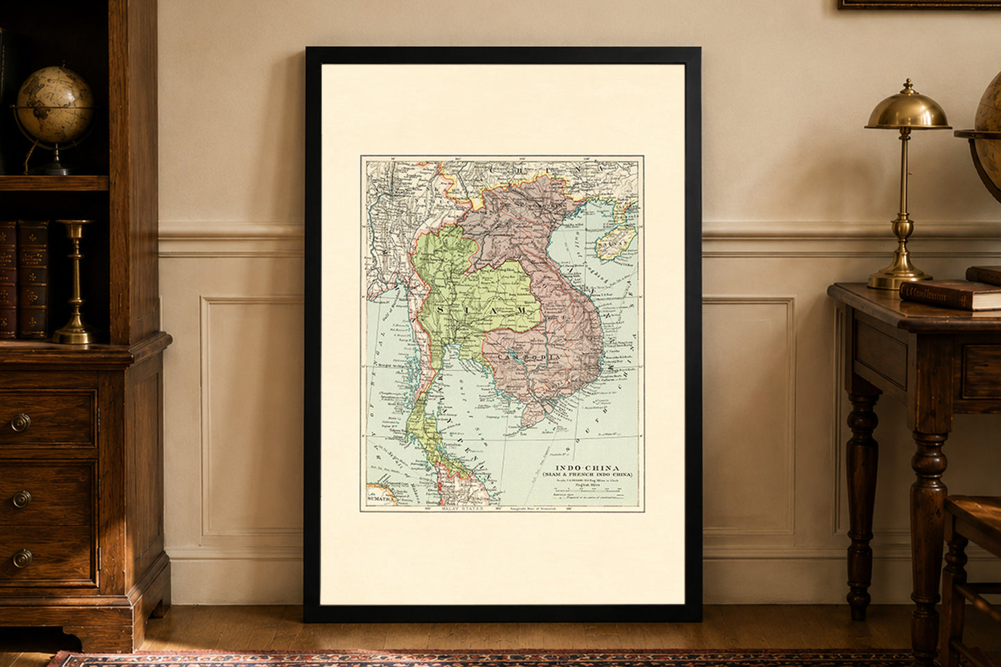 Indochina Poster (1926) – Vintage Siam & Frans Indochina Koloniale Kaart