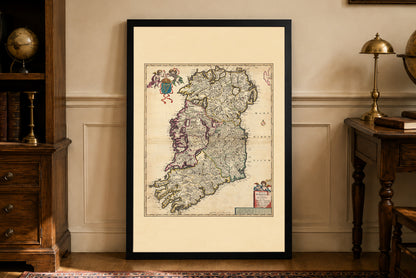 Ierland Kaart Poster (1690) - Vintage Koninkrijk Ierland Muurkunst
