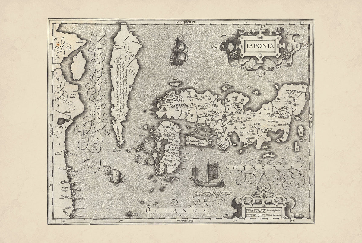 Japan & Korea 1607 - Iaponia - Mercator & Hondius Historical Map Poster