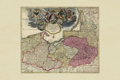 Kingdom of Prussia Map Poster (1701) - Homann Vintage Historical Wall Art