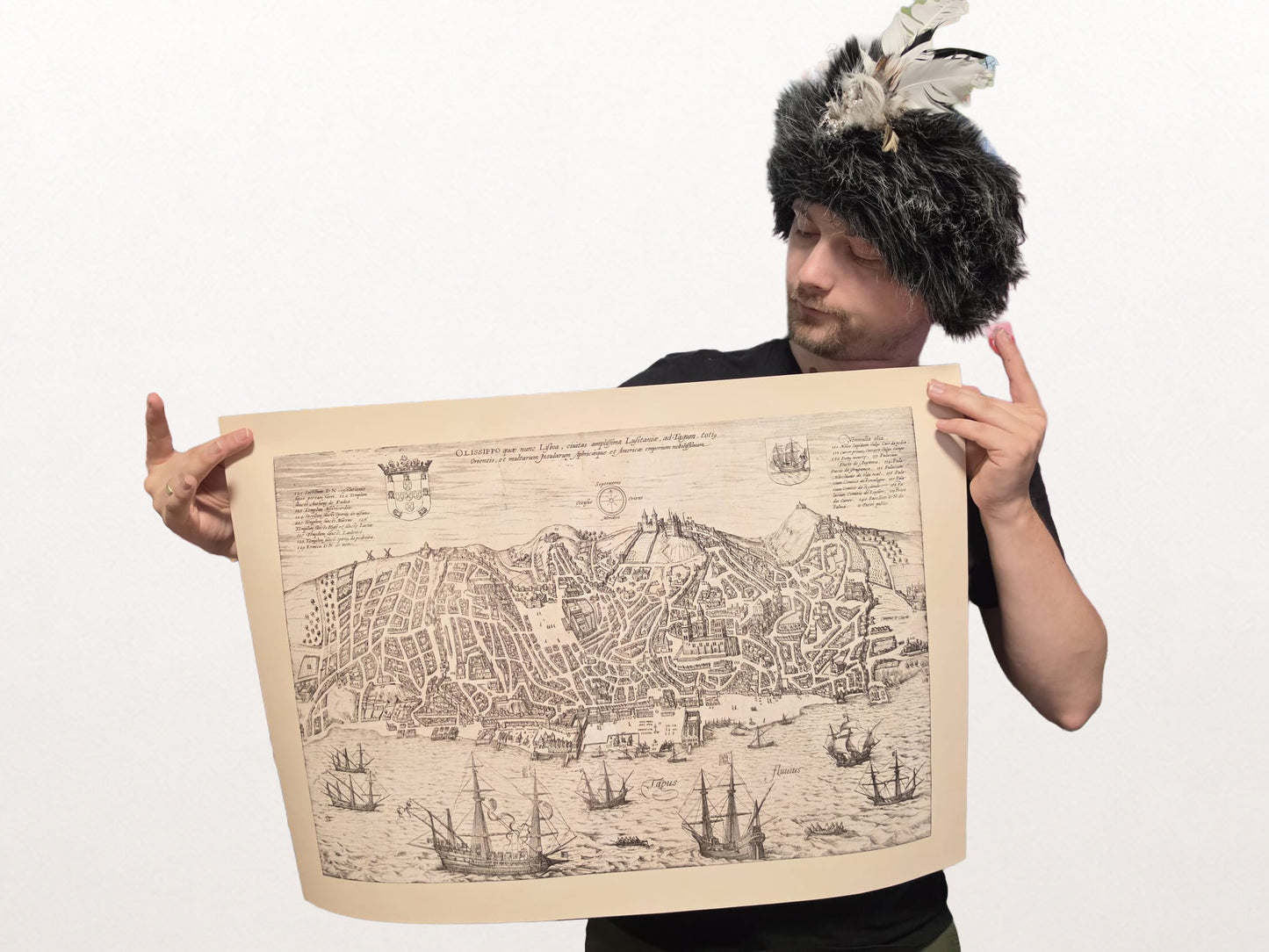 Poster Carte de la Ville de Lisbonne (1600) - Gravure Ancienne d’Olissipo pour Décoration Murale