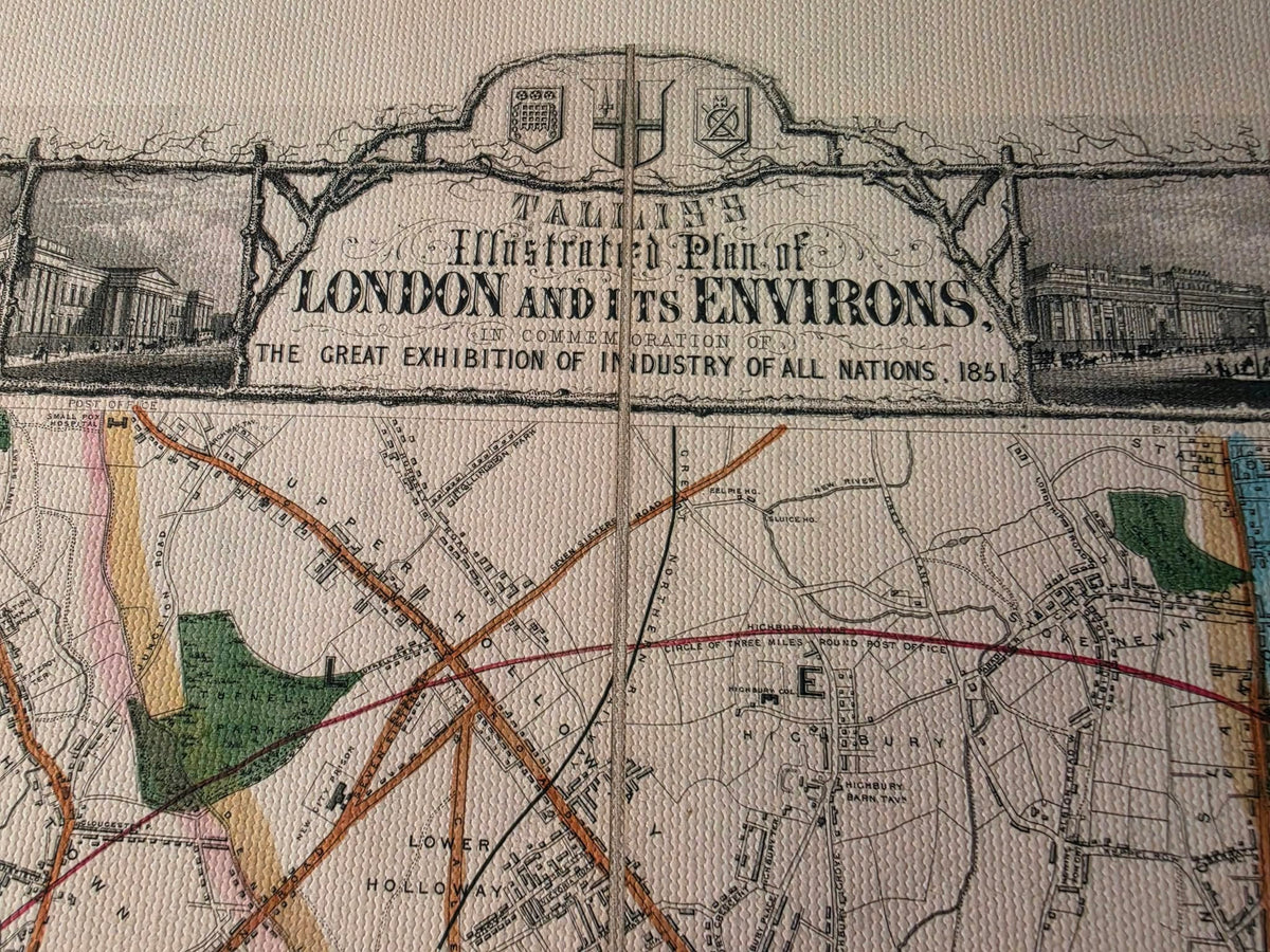 Londra 1851 - Mappa illustrata con i principali monumenti