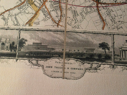Londra 1851 - Mappa illustrata con i principali monumenti