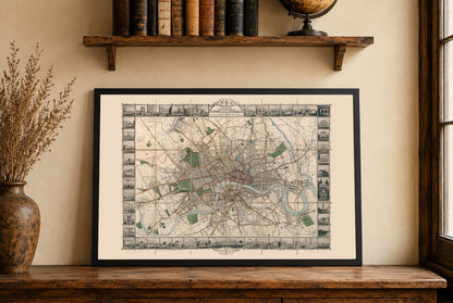 Londen 1851 - Geïllustreerde Kaart met Belangrijke Bezienswaardigheden