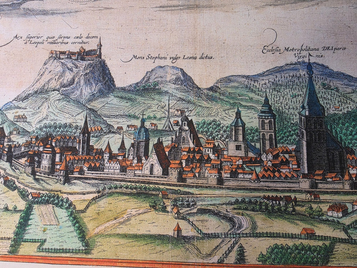 Poster Carte de la Ville de Lviv (1618) - Gravure Ancienne de Leopolis pour Décoration Murale