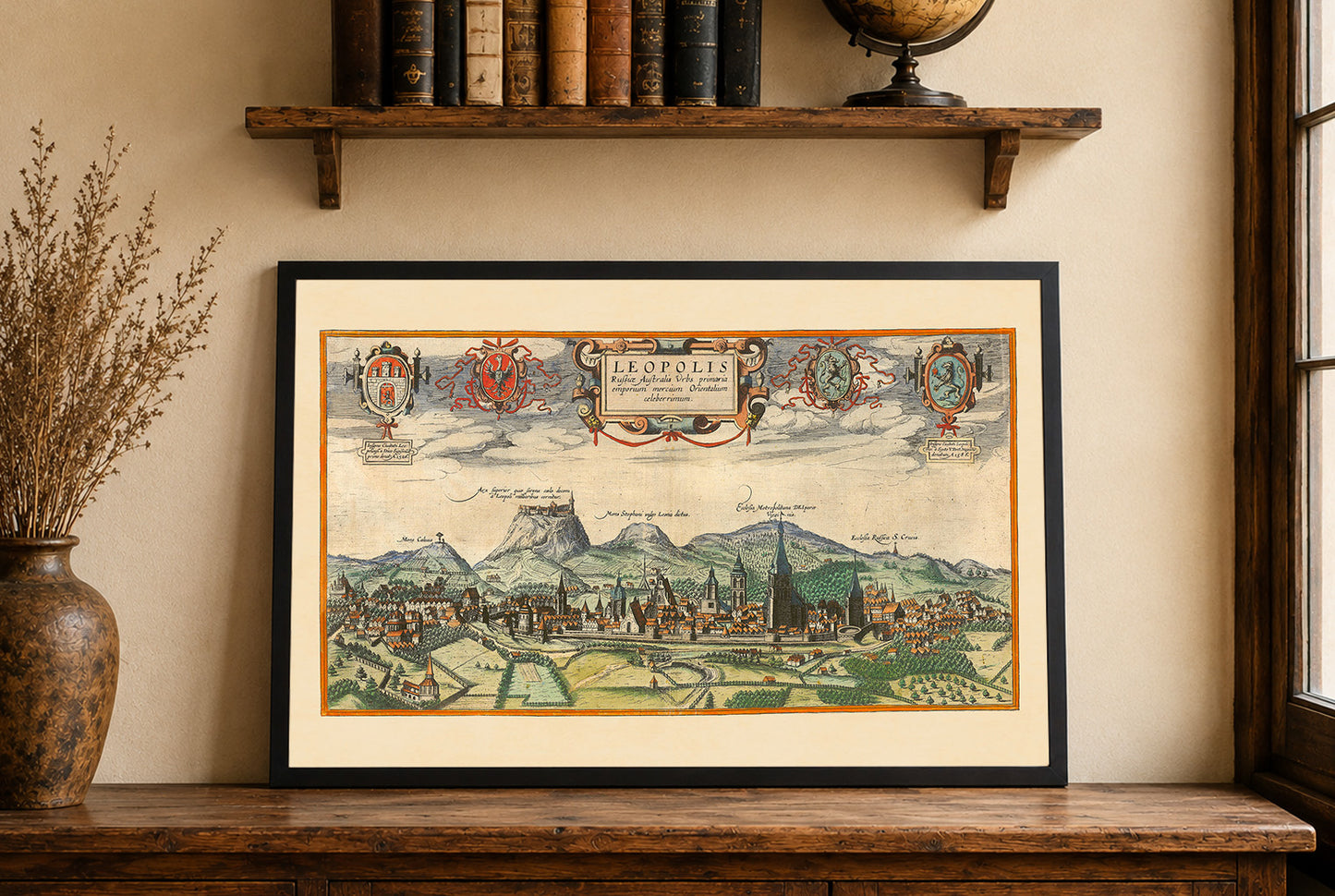 Poster Carte de la Ville de Lviv (1618) - Gravure Ancienne de Leopolis pour Décoration Murale