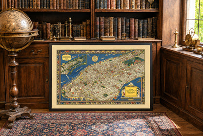 Manhattan Picturale Kaart Poster (1926) – Vintage New York City Muurkunst
