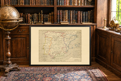 Medieval Iberia 1212-1492 - Reconquista - Antoine Philippe Houze 1844 Historical Map Poster