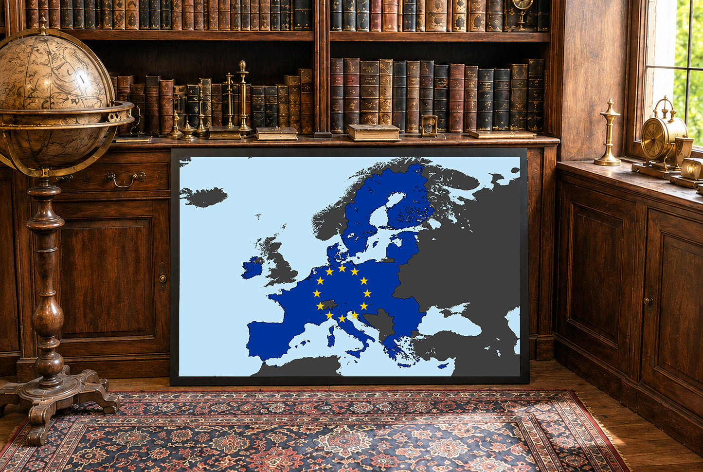 Moderne Europese Unie Kaart Print - EU Landen Grenzen Muurkunst Poster