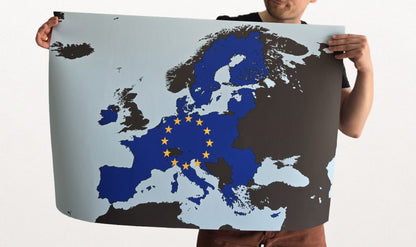 Moderne Europese Unie Kaart Print - EU Landen Grenzen Muurkunst Poster