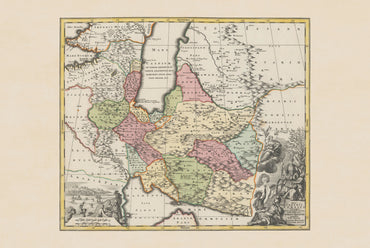 Mapa Persji - Plakat Historyczny, Antyczna Mapa Imperium Perskiego i Iranu, XVIII Wiek
