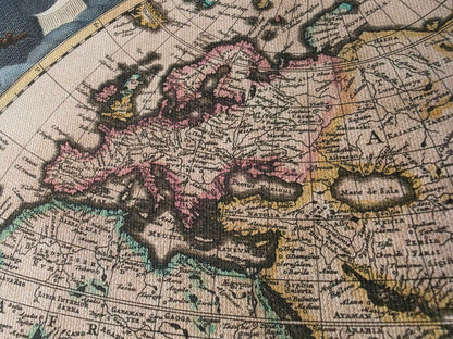 Póster del mapa mundial de Pieter Goos 1667 - con ilustración ornamentada y estilo atlas