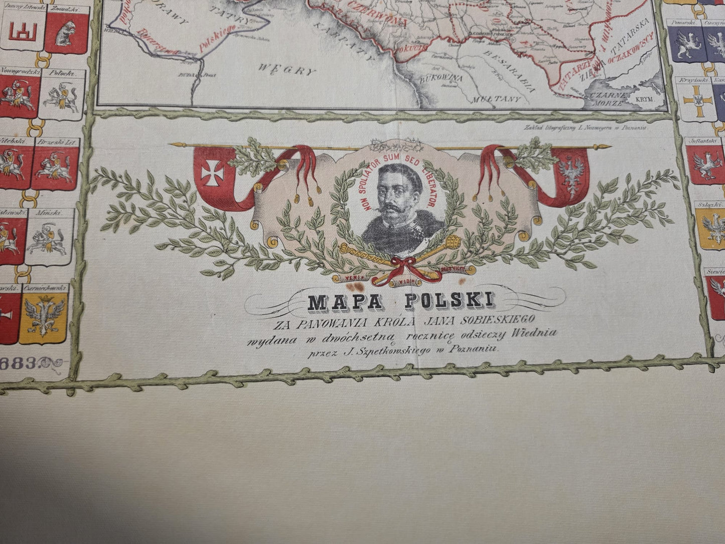 Polen Kaart Poster Tijdens het Bewind van Jan III Sobieski - Vintage Muurkunst