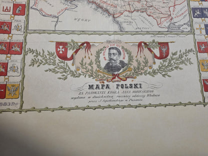 Polen Kaart Poster Tijdens het Bewind van Jan III Sobieski - Vintage Muurkunst
