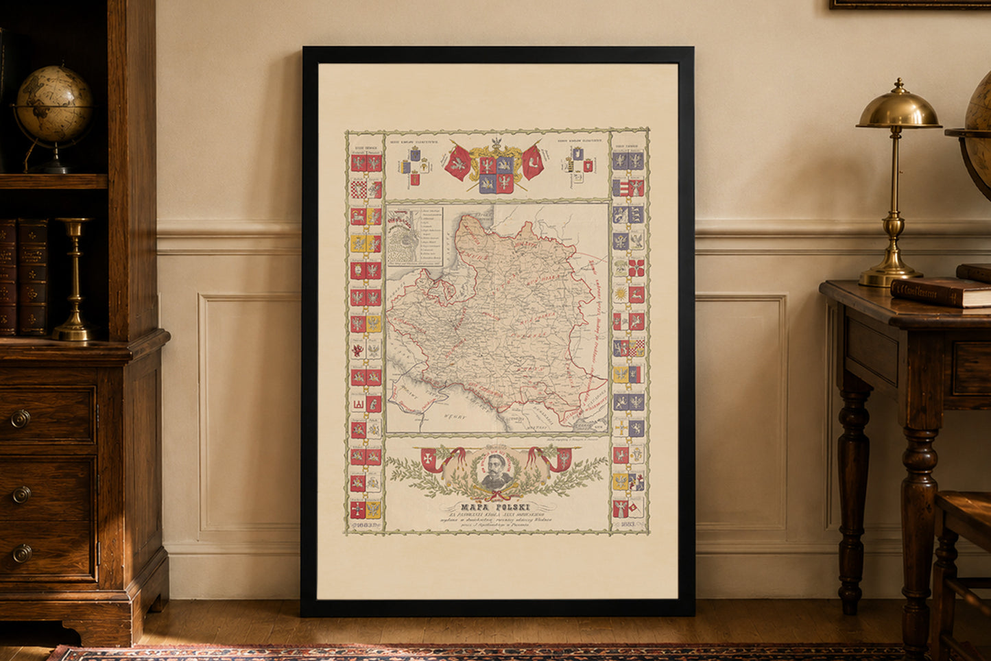 Polen Kaart Poster Tijdens het Bewind van Jan III Sobieski - Vintage Muurkunst