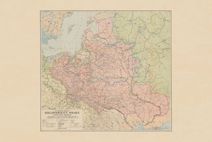 Polish-Lithuanian Commonwealth 1582–1770 - Stefan Batory - Władysław Semkowicz Historical Map Poster