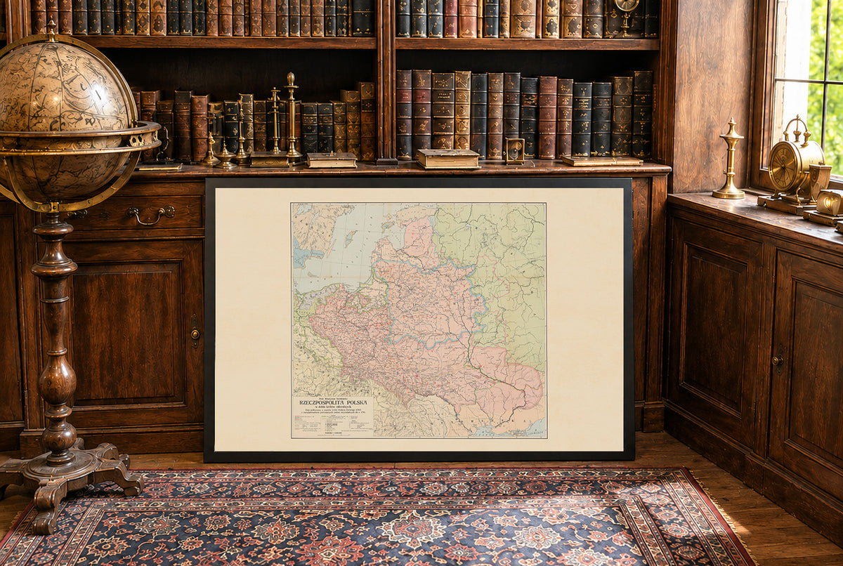 Polish-Lithuanian Commonwealth 1582–1770 - Stefan Batory - Władysław Semkowicz Historical Map Poster