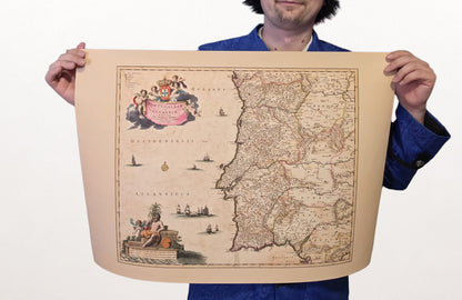 Portugal Kaart Poster (1690) - Vintage Algarve Koninkrijken Muurkunst