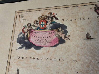 Portugal Kaart Poster (1690) - Vintage Algarve Koninkrijken Muurkunst