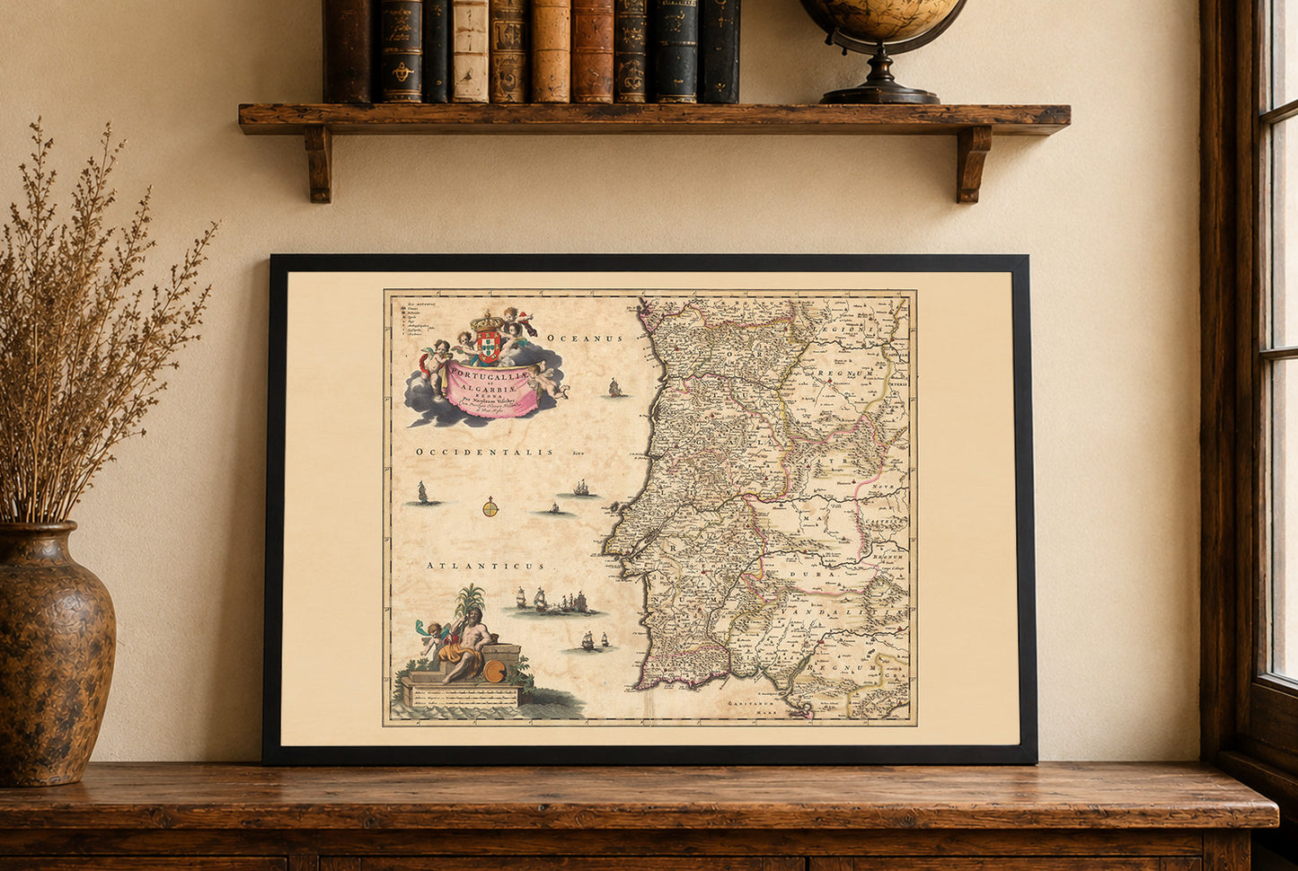 Portugal Kaart Poster (1690) - Vintage Algarve Koninkrijken Muurkunst
