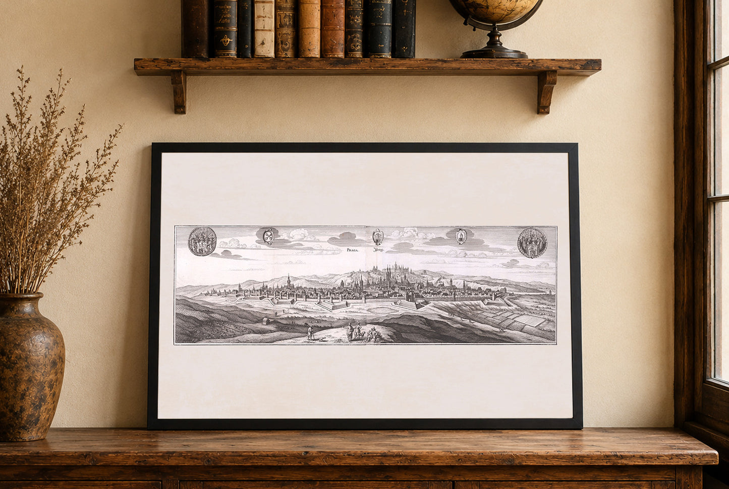 Praag Stad Poster (1650) - Vintage Praag Gravure Muurkunst
