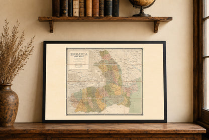 Romania 1883 - Charta Murala - Kingdom of Romania Historical Map Poster