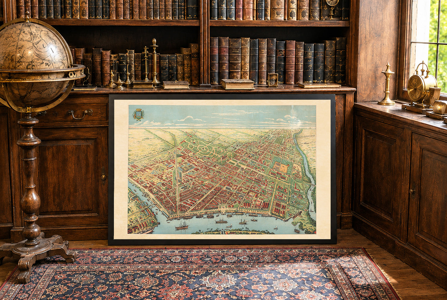 Saigon 1902 Kaart Poster - Panoramisch Uitzicht op Ho Chi Minhstad met Rivier, Boulevards en Havenactiviteit
