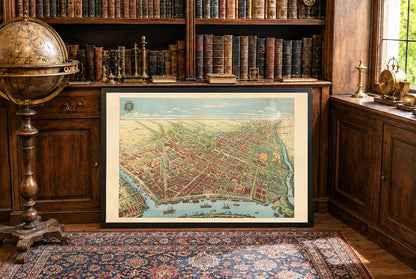 Saigon 1902 Kaart Poster - Panoramisch Uitzicht op Ho Chi Minhstad met Rivier, Boulevards en Havenactiviteit