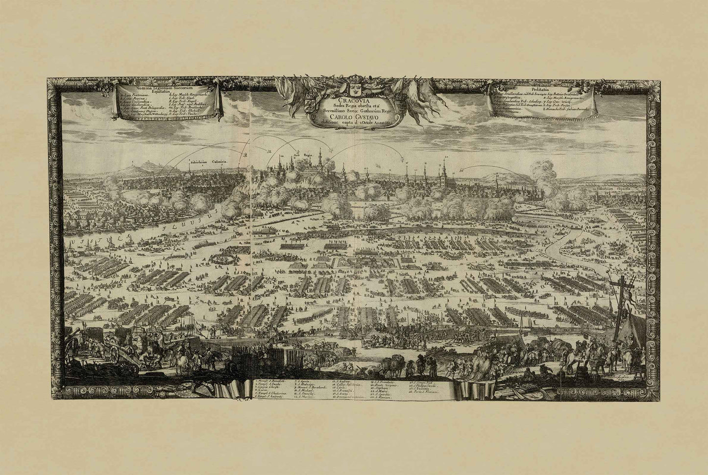 Siege of Kraków Poster (1655) - Swedish Deluge Military Panorama by Erik Dahlbergh (Copy)