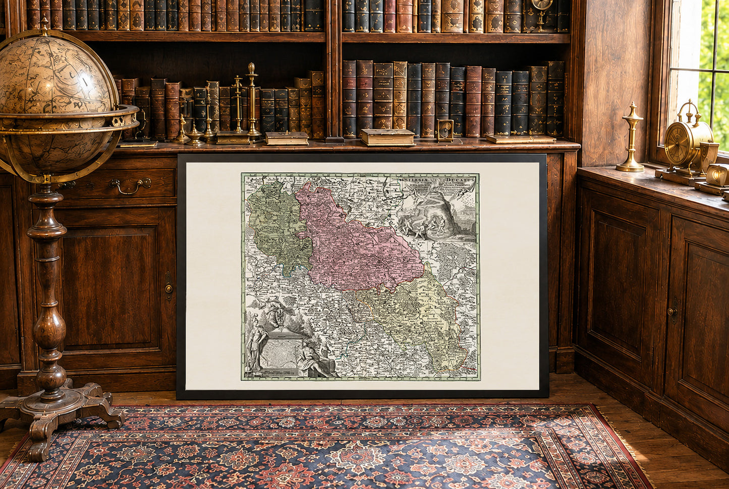 Historische kaartposter van Silezië – Opper- en Neder-Silezië, 18e eeuw, wanddecoratie