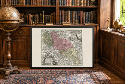 Historische kaartposter van Silezië – Opper- en Neder-Silezië, 18e eeuw, wanddecoratie