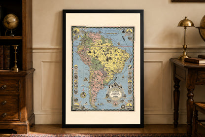 South America Pictorial Map Poster (1942) - Vintage Travel & Cruise Wall Art
