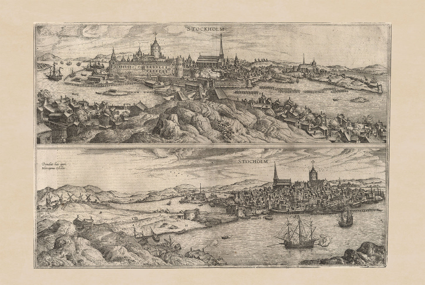 Stockholm 1588 Kaart Print - Braun & Hogenberg ‘Civitates Orbis Terrarum’