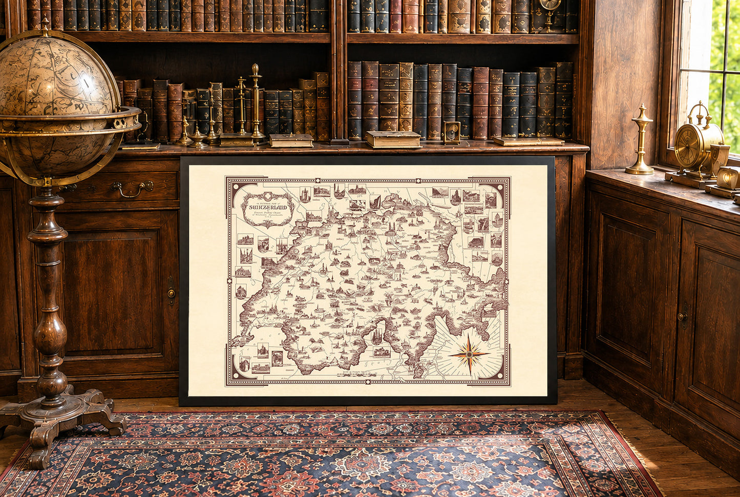 Switzerland Pictorial Map Poster (1936) - Vintage Swiss Travel Wall Art