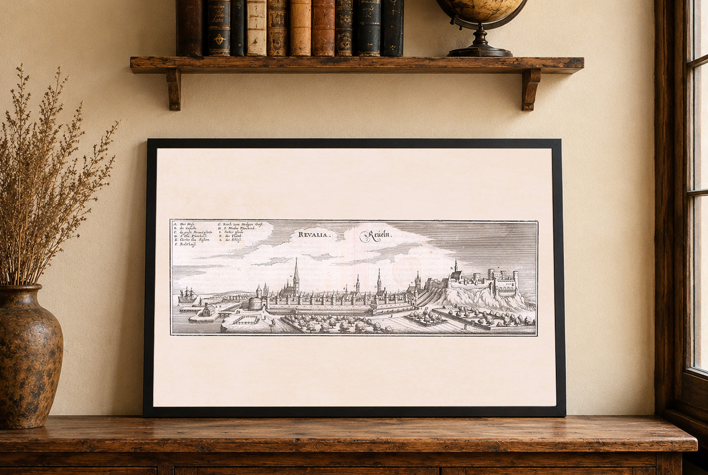 Tallinn Stadskaart Poster (1652) - Vintage Reval Gravure Muurkunst