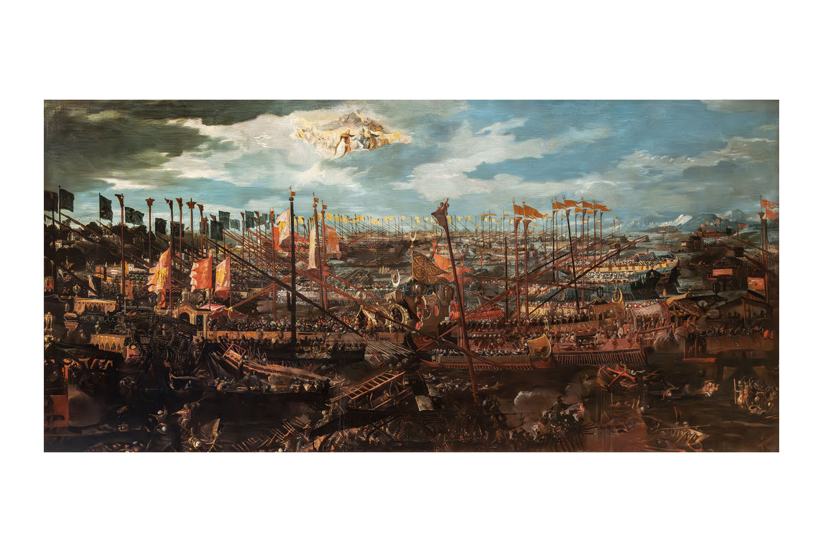 La Bataille de Lépante - Andrea Vicentino - Empire Ottoman et Sainte Ligue - Affiche Peinture Historique