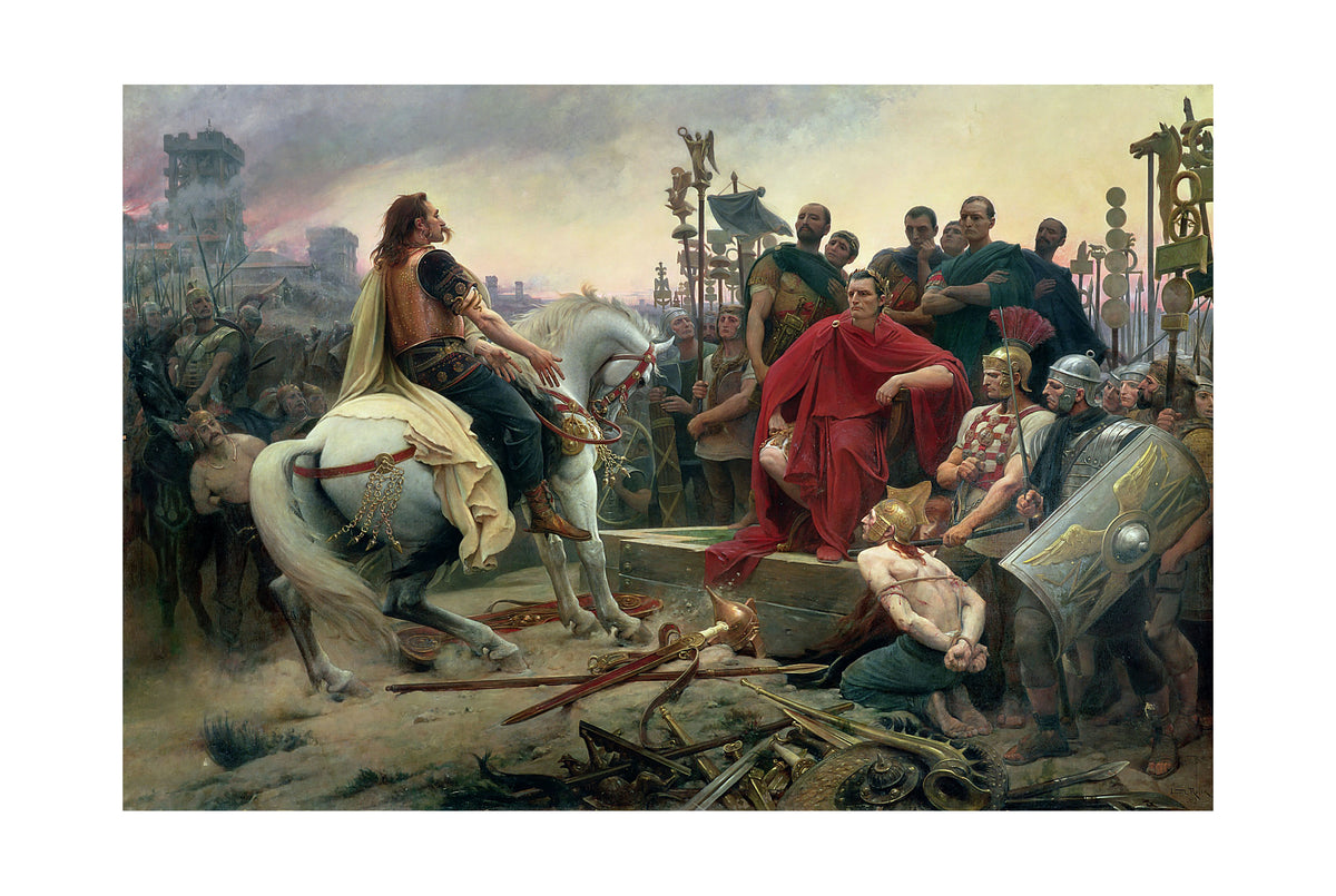 Vercingetorix Throws Down His Arms at the Feet of Caesar 1899 - Lionel Royer - Ancient Rome Historical Painting Poster