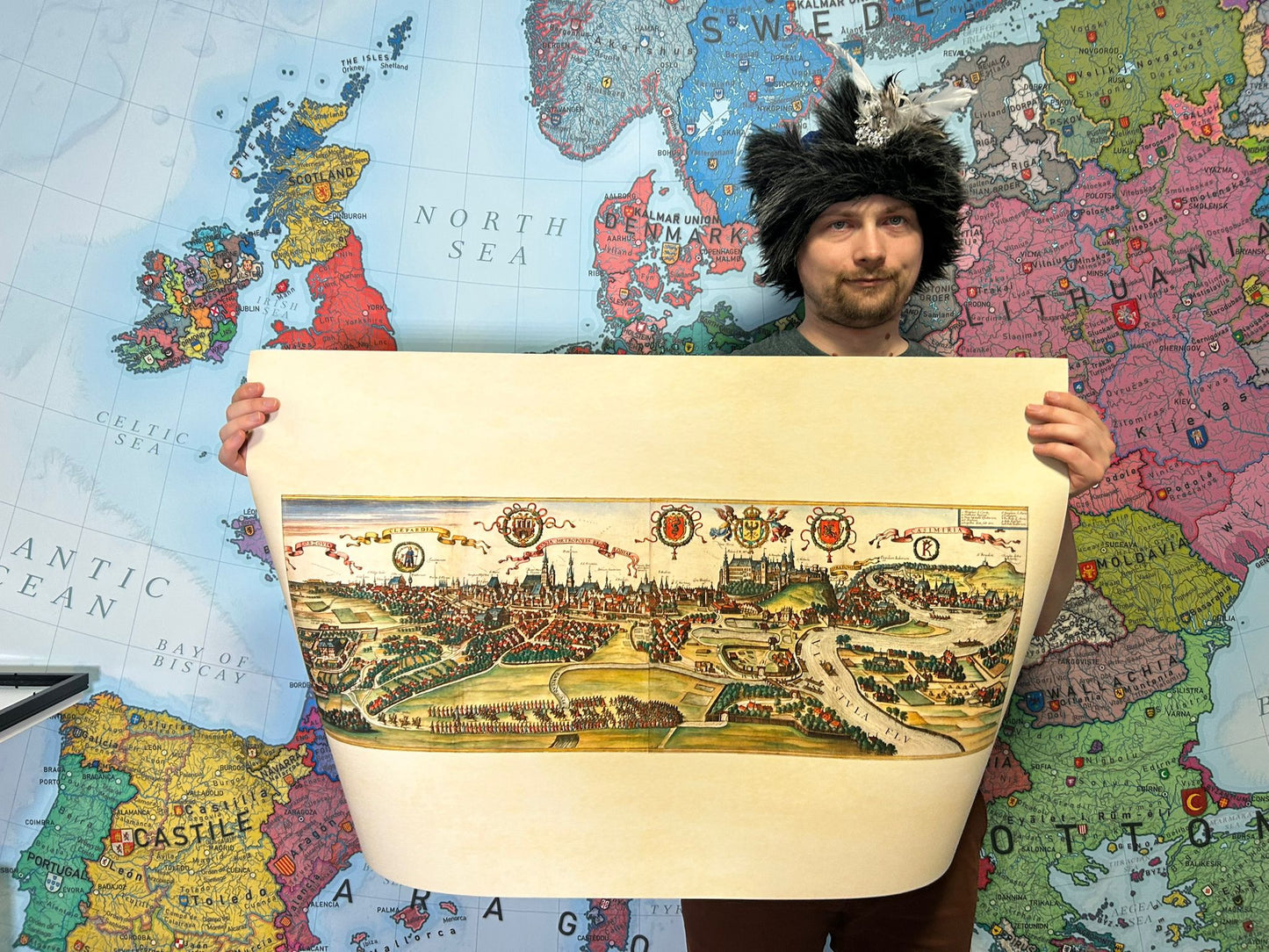 Vintage Krakau Kaart Muurkunst - 1618 Cracovia Metropool Gravure Print