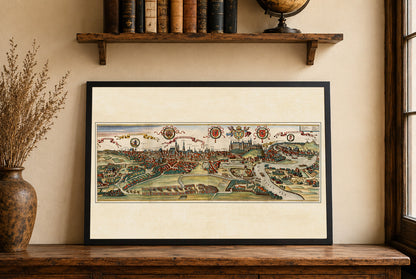 Vintage Krakau Kaart Muurkunst - 1618 Cracovia Metropool Gravure Print