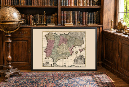 Carte Vintage de l'Ibérie 1740 – Art Mural Historique d'Espagne et du Portugal