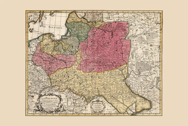 Vintage Kaart van het Pools-Litouwse Gemenebest 1740